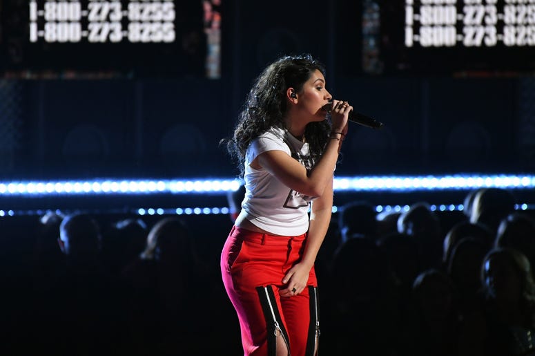 Alessia Cara performs 1-800-273-8255 during the 60th Annual Grammy Awards Alessia Cara performs 1-800-273-8255 during the 60th Annual Grammy Awards