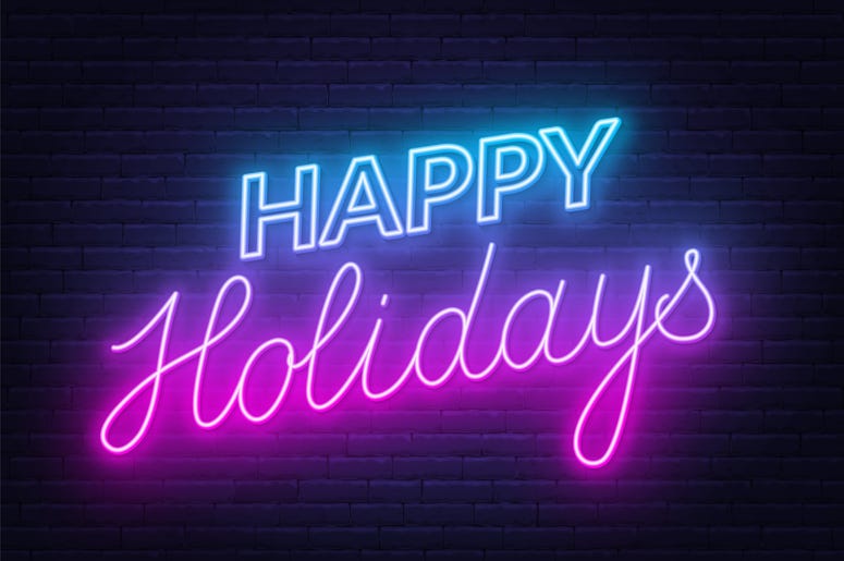 The Word Happy Holidays In Glow Letters