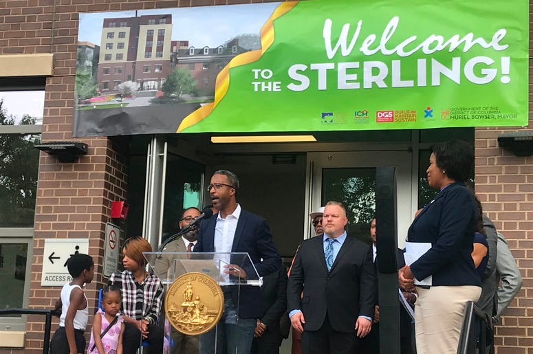 Mayor Muriel Bowser cut the ribbon on a brand new Ward 5 short-term family housing facility The Sterling. Mayor Muriel Bowser cut the ribbon on a brand new Ward 5 short-term family housing facility The Sterling.