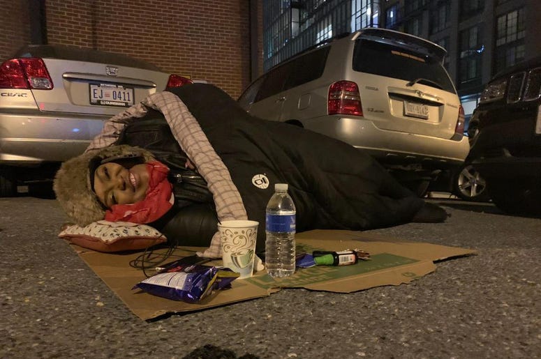 Joe Clair and Poet attend Sleep Out America. Joe Clair and Poet attend Sleep Out America.