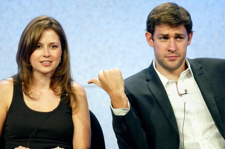 John Krasinski and Jenna Fischer, Pam and Jim from The Office John Krasinski and Jenna Fischer, Pam and Jim from The Office