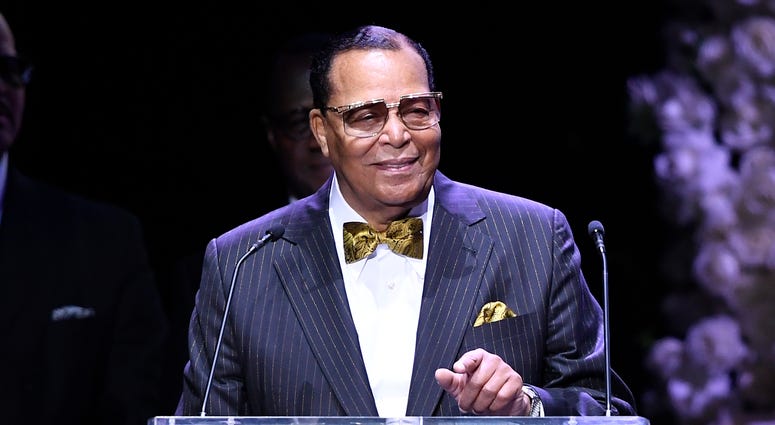 Honorable Minister Louis Farrakhan, National Representative of The Honorable Elijah Muhammad and The Nation of Islam, speaks onstage during Nipsey Hussle's Celebration of Life at STAPLES Center on April 11, 2019 in Los Angeles, California. Nipsey Hussle