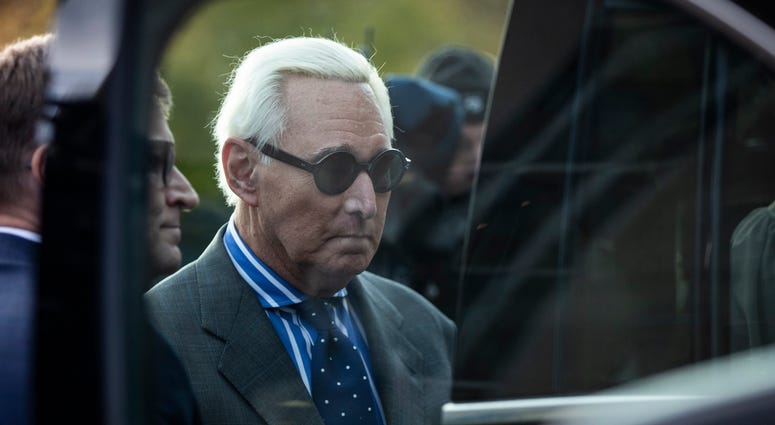 WASHINGTON, DC - NOVEMBER 8: Roger Stone, former advisor to President Donald Trump, gets into a vehicle as he leaves the E. Barrett Prettyman United States Courthouse after he testified at the Roger Stone trial November 8, 2019 in Washington, DC. Stone ha