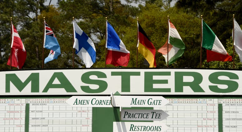 AUGUSTA, GA - APRIL 07: A general view of the score board along side the first hole during a practice round prior to the start of the 2015 Masters Tournament at Augusta National Golf Club on April 7, 2015 in Augusta, Georgia.