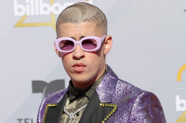 2018 Billboard Latin Music Awards - Arrivals - LAS VEGAS, NV - APRIL 26: Bad Bunny attends the 2018 Billboard Latin Music Awards at the Mandalay Bay Events Center on April 26, 2018 in Las Vegas, Nevada. 2018 Billboard Latin Music Awards - Arrivals - LAS VEGAS, NV - APRIL 26: Bad Bunny attends the 2018 Billboard Latin Music Awards at the Mandalay Bay Events Center on April 26, 2018 in Las Vegas, Nevada.