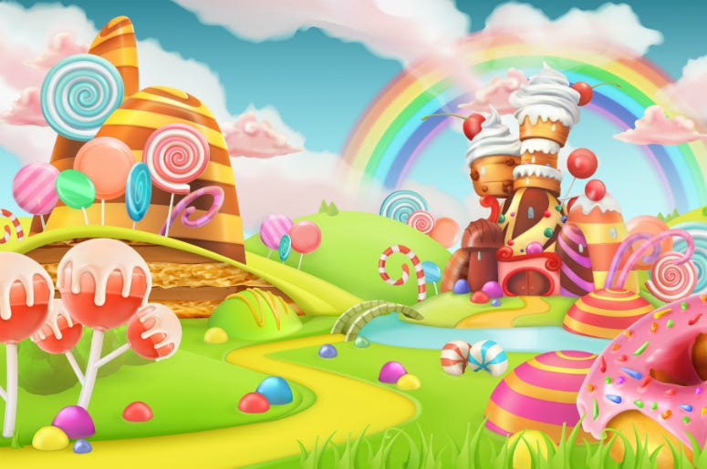 Candy Sweet candy land. Cartoon game background. 3d vector