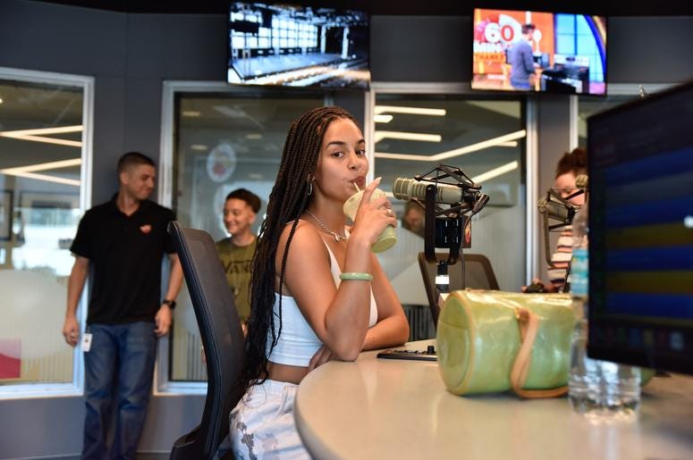 Jorja Smith enjoys an iced latte from Vice City at The Citadel in Miami Jorja Smith enjoys an iced latte from Vice City at The Citadel in Miami