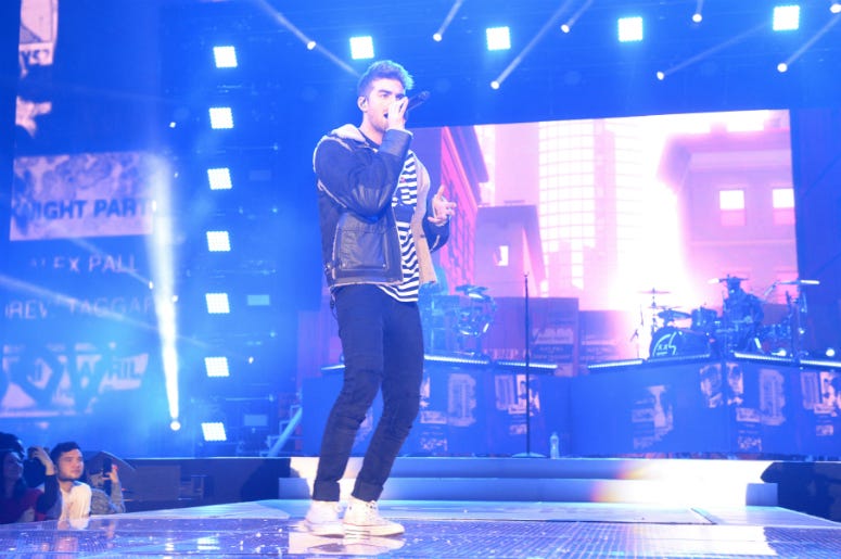 The Chainsmokers 12/10/2017 - The Chainsmokers on stage during day two of Capital's Jingle Bell Ball 2017 with Coca-Cola at the O2 Arena, London.