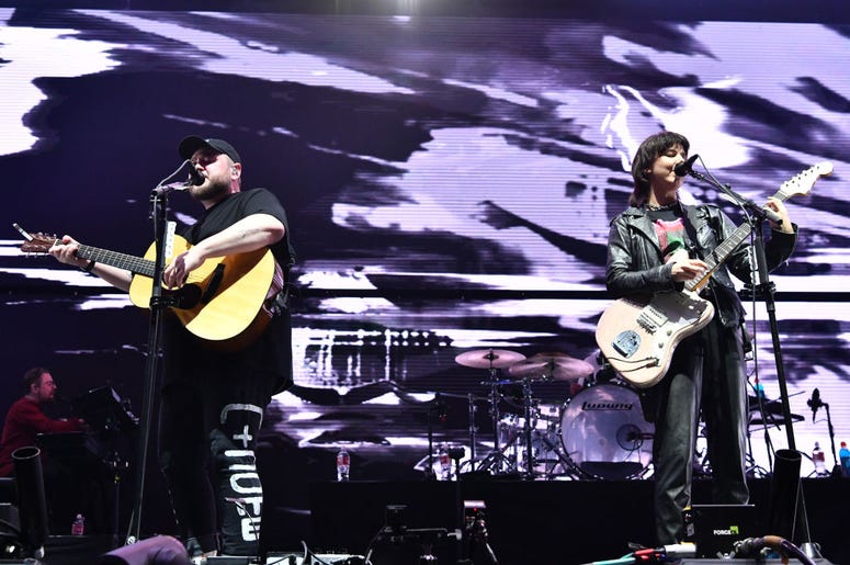 ANAHEIM, CALIFORNIA - DECEMBER 08: (L-R) Ragnar þórhallsson and Nanna Bryndís Hilmarsdóttir from Of Monsters and Men perform onstage during KROQ Absolut Almost Acoustic Christmas 2019 at Honda Center on December 8, 2019 in Anaheim, California. (Photo by E