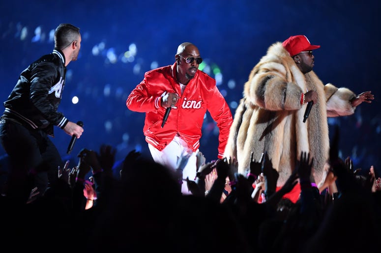 Feb 3, 2019; Atlanta, GA, USA; Recording artist Big Boi performs with Maroon 5 lead singer Adam Levine during the halftime show in Super Bowl LIII at Mercedes-Benz Stadium. Mandatory Credit: Christopher Hanewinckel-USA TODAY Sports Feb 3, 2019; Atlanta, GA, USA; Recording artist Big Boi performs with Maroon 5 lead singer Adam Levine during the halftime show in Super Bowl LIII at Mercedes-Benz Stadium. Mandatory Credit: Christopher Hanewinckel-USA TODAY Sports