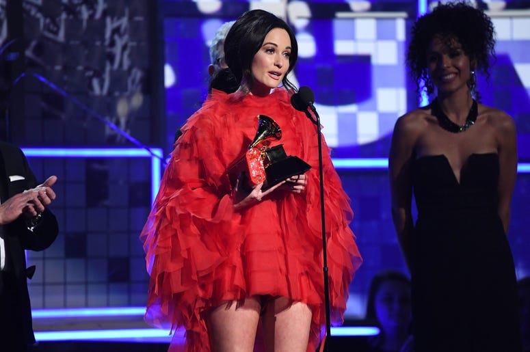 February 10, 2019; Los Angeles, CA, USA; Kacey Musgraves accepts the award for album of the year for 'Golden Hour' during the 61st Annual GRAMMY Awards on Feb. 10, 2019 at STAPLES Center in Los Angeles, Calif. Mandatory Credit: Robert Hanashiro-USA TODAY February 10, 2019; Los Angeles, CA, USA; Kacey Musgraves accepts the award for album of the year for 'Golden Hour' during the 61st Annual GRAMMY Awards on Feb. 10, 2019 at STAPLES Center in Los Angeles, Calif. Mandatory Credit: Robert Hanashiro-USA TODAY