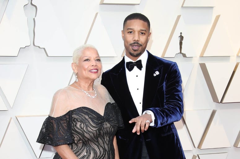 February 24, 2019; Los Angeles, CA, USA; Michael B. Jordan, right, and Donna Jordan arrive at the 91st Academy Awards at the Dolby Theatre. Mandatory Credit: Dan MacMedan-USA TODAY NETWORK February 24, 2019; Los Angeles, CA, USA; Michael B. Jordan, right, and Donna Jordan arrive at the 91st Academy Awards at the Dolby Theatre. Mandatory Credit: Dan MacMedan-USA TODAY NETWORK