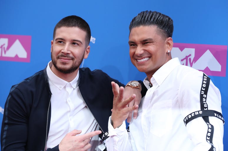 Vinny Guadagnino and Pauly D walking on the red carpet at The 2018 MTV Video Music Awards held at Radio City Music Hall in New York, NY on August 20, 2018. (Photo by Anthony Behar/Sipa USA) Vinny Guadagnino and Pauly D walking on the red carpet at The 2018 MTV Video Music Awards held at Radio City Music Hall in New York, NY on August 20, 2018. (Photo by Anthony Behar/Sipa USA)