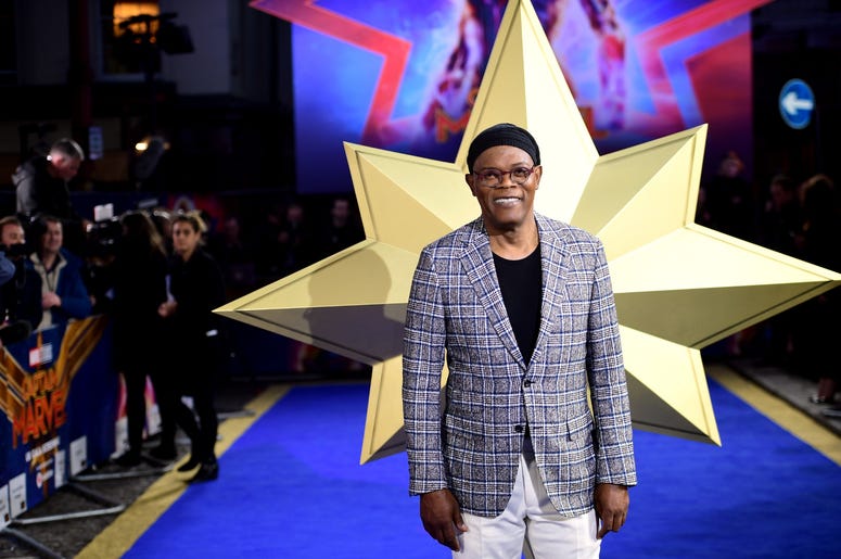 2/27/2019 - Samuel L. Jackson attending the Captain Marvel European Premiere held at the Curzon Mayfair, London. Picture date: Wednesday February 27, 2019. Photo credit should read: Ian West/PA Wire (Photo by PA Images/Sipa USA) *** US Rights Only *** 2/27/2019 - Samuel L. Jackson attending the Captain Marvel European Premiere held at the Curzon Mayfair, London. Picture date: Wednesday February 27, 2019. Photo credit should read: Ian West/PA Wire (Photo by PA Images/Sipa USA) *** US Rights Only ***