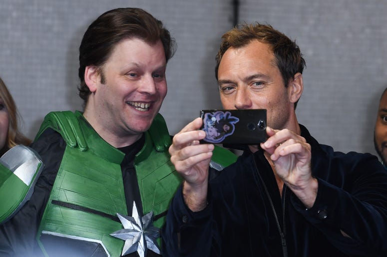 2/27/2019 - Jude Law attending the UK Gala Premiere of Captain Marvel at Curzon Mayfair, London. Picture Credit Should Read: Doug Peters/EMPICS (Photo by PA Images/Sipa USA) *** US Rights Only *** 2/27/2019 - Jude Law attending the UK Gala Premiere of Captain Marvel at Curzon Mayfair, London. Picture Credit Should Read: Doug Peters/EMPICS (Photo by PA Images/Sipa USA) *** US Rights Only ***