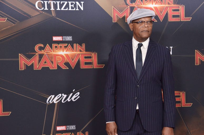 Samuel L. Jackson arrives at the Marvel Studios "Captain Marvel" Los Angeles Premiere held at the El Capitan Theatre in Hollywood, CA on Monday, March 4, 2019. (Photo By Sthanlee B. Mirador/Sipa USA) Samuel L. Jackson arrives at the Marvel Studios "Captain Marvel" Los Angeles Premiere held at the El Capitan Theatre in Hollywood, CA on Monday, March 4, 2019. (Photo By Sthanlee B. Mirador/Sipa USA)