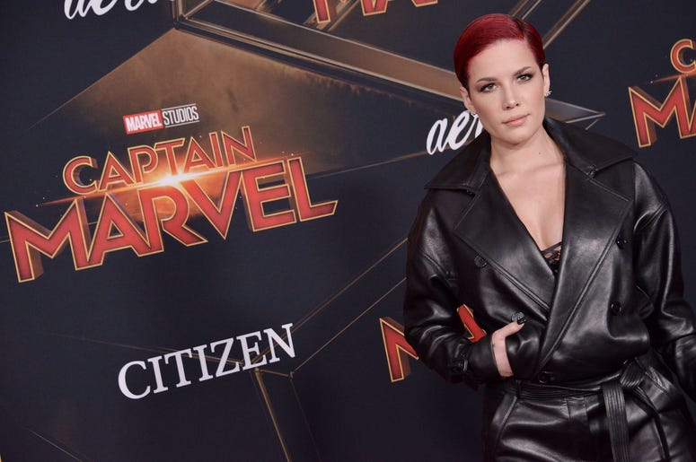 Halsey arrives at the Marvel Studios "Captain Marvel" Los Angeles Premiere held at the El Capitan Theatre in Hollywood, CA on Monday, March 4, 2019. (Photo By Sthanlee B. Mirador/Sipa USA) Halsey arrives at the Marvel Studios "Captain Marvel" Los Angeles Premiere held at the El Capitan Theatre in Hollywood, CA on Monday, March 4, 2019. (Photo By Sthanlee B. Mirador/Sipa USA)