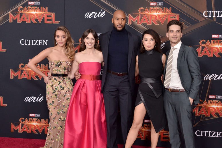 (L-R) "Agents of S.H.I.E.L.D." Cast - Chloe Bennet, Elizabeth Henstridge, Henry Simmons, Ming-Na Wen and Jeff Ward at the Marvel Studios "Captain Marvel" Los Angeles Premiere held at the El Capitan Theatre in Hollywood, CA on Monday, March 4, 2019. (Photo (L-R) "Agents of S.H.I.E.L.D." Cast - Chloe Bennet, Elizabeth Henstridge, Henry Simmons, Ming-Na Wen and Jeff Ward at the Marvel Studios "Captain Marvel" Los Angeles Premiere held at the El Capitan Theatre in Hollywood, CA on Monday, March 4, 2019. (Photo