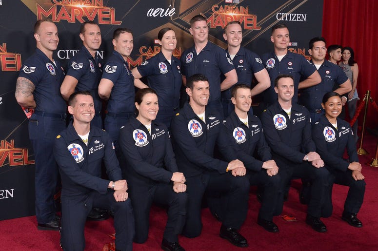 The Thunderbirds arrives at the Marvel Studios "Captain Marvel" Los Angeles Premiere held at the El Capitan Theatre in Hollywood, CA on Monday, March 4, 2019. (Photo By Sthanlee B. Mirador/Sipa USA) The Thunderbirds arrives at the Marvel Studios "Captain Marvel" Los Angeles Premiere held at the El Capitan Theatre in Hollywood, CA on Monday, March 4, 2019. (Photo By Sthanlee B. Mirador/Sipa USA)