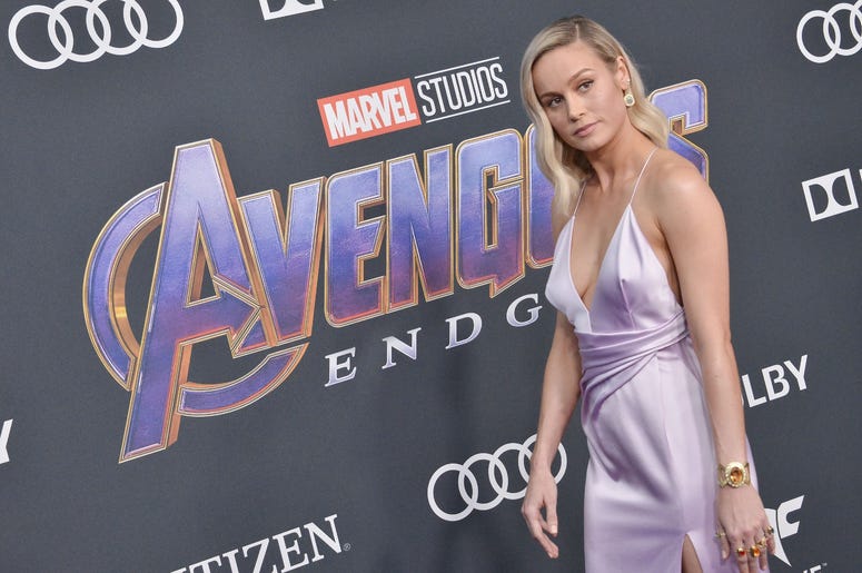 Brie Larson arrives at Marvel Studios' "Avengers: Endgame" World Premiere held at the Los Angeles Convention Center in Los Angeles, CA on Monday, April 22, 2019. (Photo By Sthanlee B. Mirador/Sipa USA) Brie Larson arrives at Marvel Studios' "Avengers: Endgame" World Premiere held at the Los Angeles Convention Center in Los Angeles, CA on Monday, April 22, 2019. (Photo By Sthanlee B. Mirador/Sipa USA)