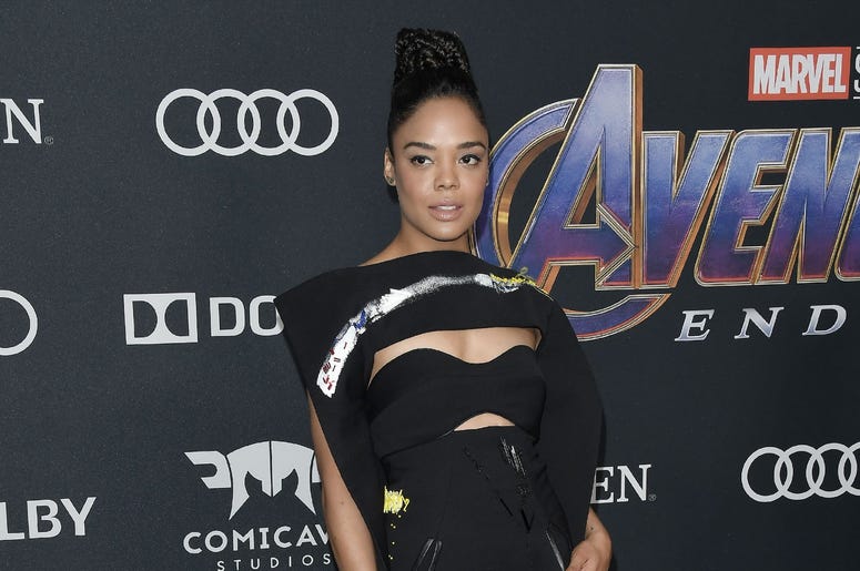 Tessa Thompson arrives at Marvel Studios' "Avengers: Endgame" World Premiere held at the Los Angeles Convention Center in Los Angeles, CA on Monday, April 22, 2019. (Photo By Sthanlee B. Mirador/Sipa USA) Tessa Thompson arrives at Marvel Studios' "Avengers: Endgame" World Premiere held at the Los Angeles Convention Center in Los Angeles, CA on Monday, April 22, 2019. (Photo By Sthanlee B. Mirador/Sipa USA)