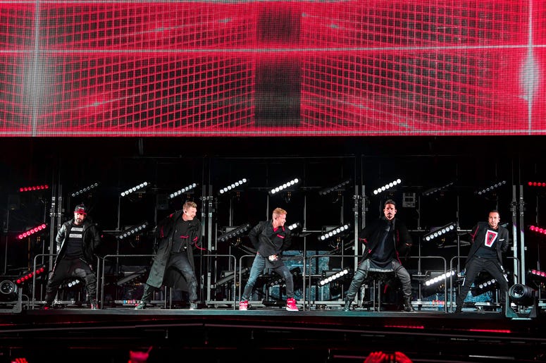SUNRISE, FL- AUGUST 24: Nick Carter, Kevin Richardson, Brian Littrell, AJ McLean and Howie Dorough perform at the Backstreet Boys DNA World Tour at BB&T Center in Sunrise, Florida on 8/24/2019. (Photo by Ron Elkman/USA TODAY NETWORK/Sipa USA) SUNRISE, FL- AUGUST 24: Nick Carter, Kevin Richardson, Brian Littrell, AJ McLean and Howie Dorough perform at the Backstreet Boys DNA World Tour at BB&T Center in Sunrise, Florida on 8/24/2019. (Photo by Ron Elkman/USA TODAY NETWORK/Sipa USA)