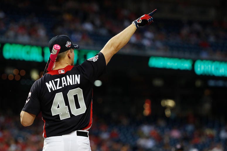 WASHINGTON, DC - JULY 15: Mike 'The Miz' Mizanin prepares to bat during the All-Star and Legends Celebrity Softball Game at Nationals Park on July 15, 2018 in Washington, DC. (Photo by Patrick McDermott/Getty Images) WASHINGTON, DC - JULY 15: Mike 'The Miz' Mizanin prepares to bat during the All-Star and Legends Celebrity Softball Game at Nationals Park on July 15, 2018 in Washington, DC. (Photo by Patrick McDermott/Getty Images)