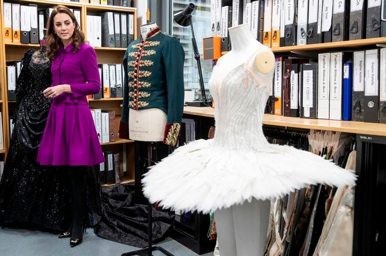 1/16/2019 - The Duchess of Cambridge in the Pattern Room with Fay Fullerton, Head of Costume during her visit to the Royal Opera House in London. (Photo by PA Images/Sipa USA) *** US Rights Only *** 1/16/2019 - The Duchess of Cambridge in the Pattern Room with Fay Fullerton, Head of Costume during her visit to the Royal Opera House in London. (Photo by PA Images/Sipa USA) *** US Rights Only ***