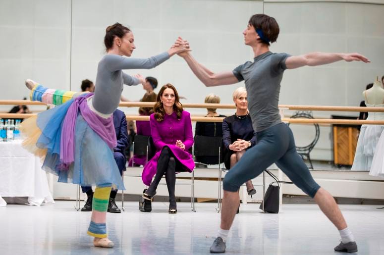 1/16/2019 - The Duchess of Cambridge watching Royal Ballet dancer during her visit to the Royal Opera House in London. (Photo by PA Images/Sipa USA) *** US Rights Only *** 1/16/2019 - The Duchess of Cambridge watching Royal Ballet dancer during her visit to the Royal Opera House in London. (Photo by PA Images/Sipa USA) *** US Rights Only ***