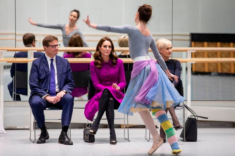 1/16/2019 - The Duchess of Cambridge watching Royal Ballet dancer during her visit to the Royal Opera House in London. (Photo by PA Images/Sipa USA) *** US Rights Only *** 1/16/2019 - The Duchess of Cambridge watching Royal Ballet dancer during her visit to the Royal Opera House in London. (Photo by PA Images/Sipa USA) *** US Rights Only ***