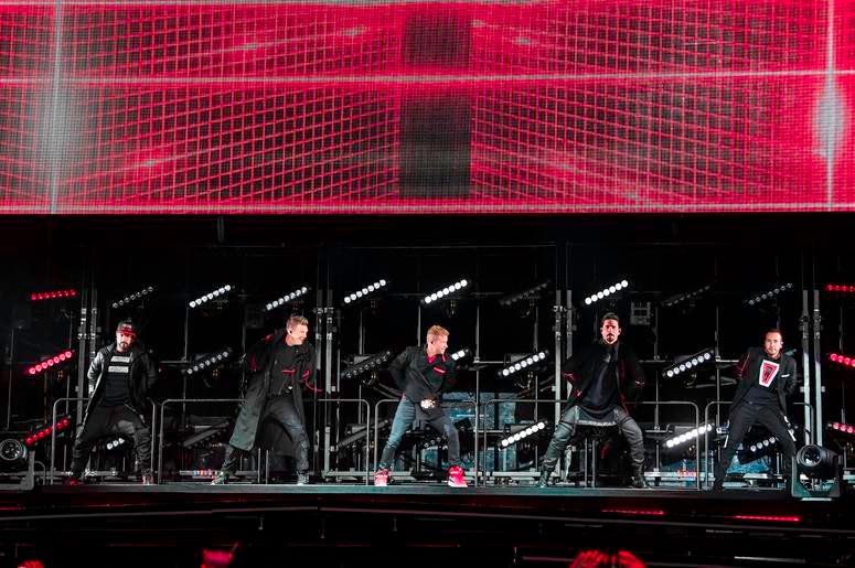 SUNRISE, FL- AUGUST 24: Nick Carter, Kevin Richardson, Brian Littrell, AJ McLean and Howie Dorough perform at the Backstreet Boys DNA World Tour at BB&T Center in Sunrise, Florida on 8/24/2019. (Photo by Ron Elkman/USA TODAY NETWORK/Sipa USA) SUNRISE, FL- AUGUST 24: Nick Carter, Kevin Richardson, Brian Littrell, AJ McLean and Howie Dorough perform at the Backstreet Boys DNA World Tour at BB&T Center in Sunrise, Florida on 8/24/2019. (Photo by Ron Elkman/USA TODAY NETWORK/Sipa USA)