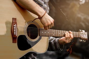 Acoustic Guitar Player Man Playing Acoustic Guitar