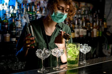 Bartender With Mask bartender with medical mask