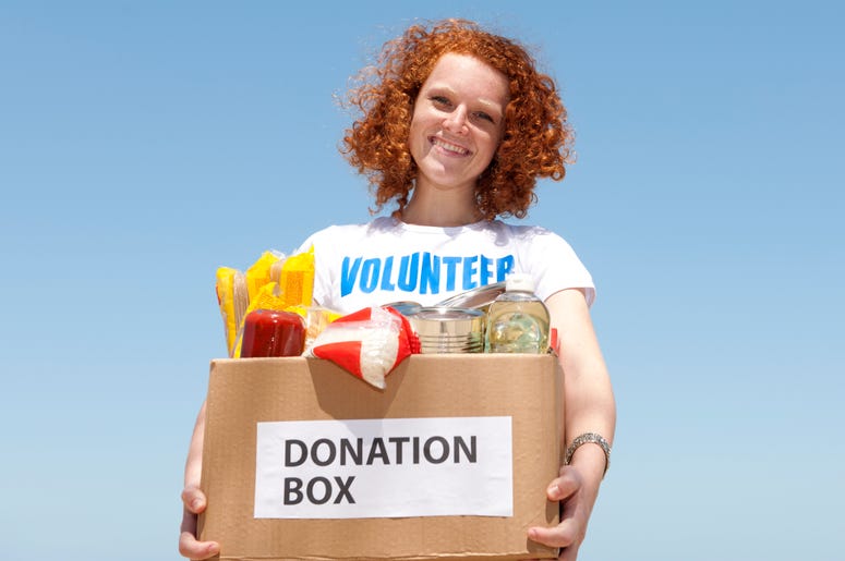 Woman Holding Donation Box