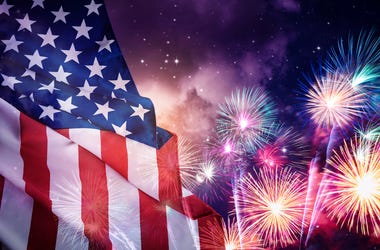 Fireworks with American Flag