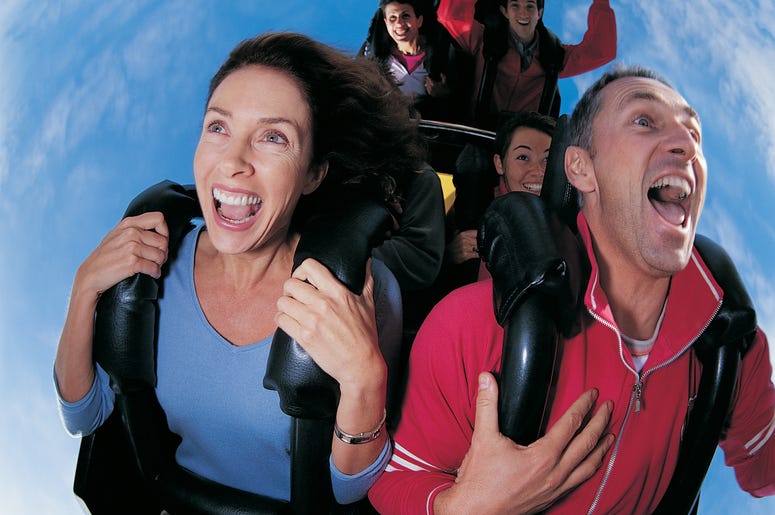 Couple Riding Roller Coaster