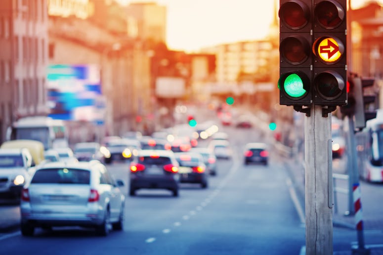 Street With Stoplight busy intersection with stoplight