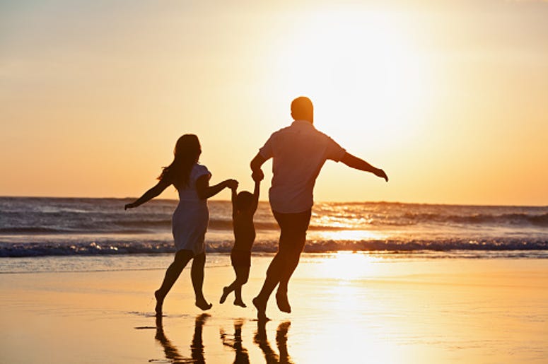 family at beach
