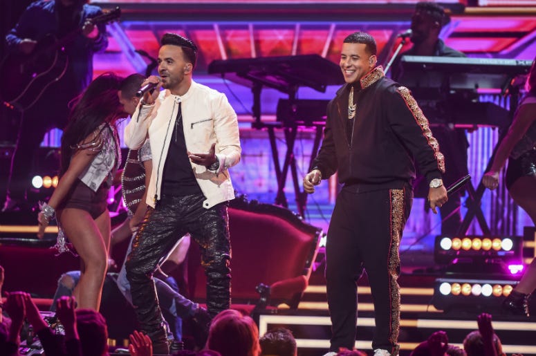 Luis Fonzi & Daddy Yankee Luis Fonsi and Daddy Yankee appear on the 60th Annual Grammy Awards at Madison Square Garden on January 28, 2018 in New York City.