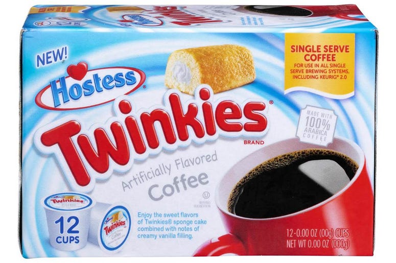 A box of Twinkies flavored coffee pods