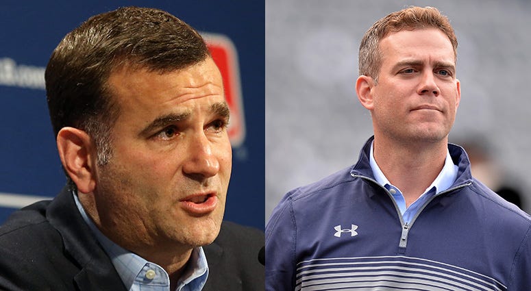 Left: White Sox general manager Rick Hahn; Right: Cubs president of baseball operations Theo Epstein Left: White Sox general manager Rick Hahn; Right: Cubs president of baseball operations Theo Epstein