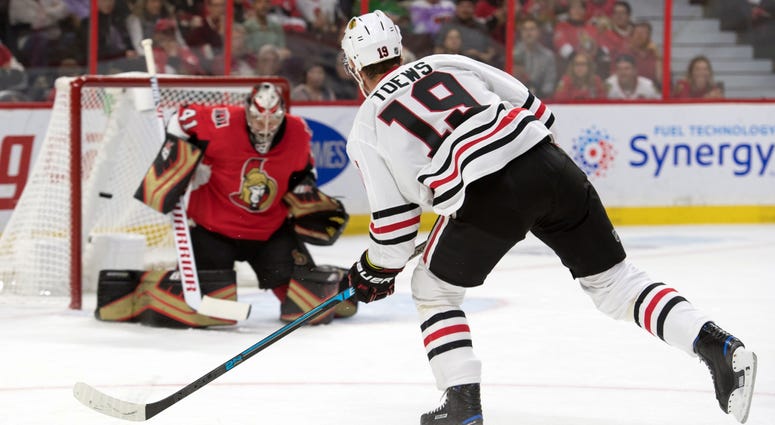 Blackhawks center Jonathan Toews Blackhawks center Jonathan Toews