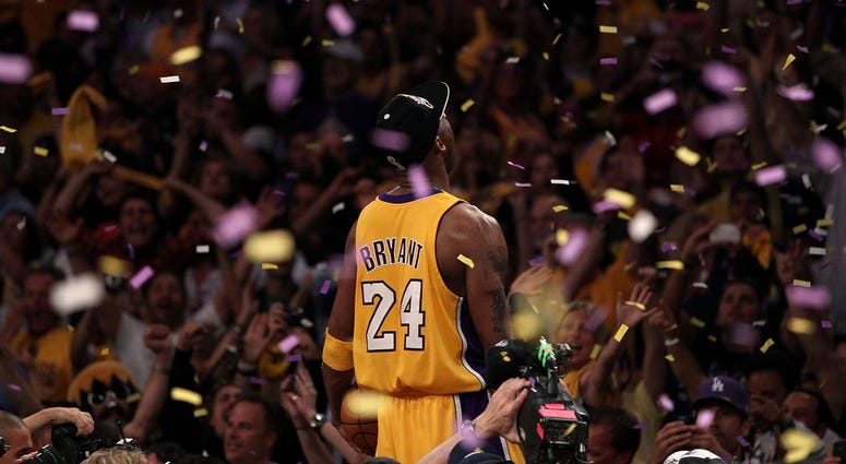 Kobe Bryant celebrates after the Lakers defeated the Celtics in the NBA Finals in 2010. Kobe Bryant celebrates after the Lakers defeated the Celtics in the NBA Finals in 2010.