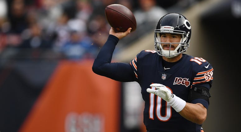 Bears quarterback Mitchell Trubisky looks to pass against the Giants. Bears quarterback Mitchell Trubisky looks to pass against the Giants.