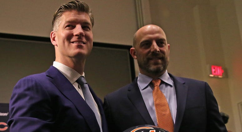 Bears general manager Ryan Pace, left, and coach Matt Nagy pose for a photograph after Nagy was hired. Bears general manager Ryan Pace, left, and coach Matt Nagy pose for a photograph after Nagy was hired.