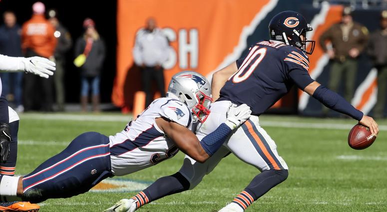 Patriots defensive lineman Deatrich Wise tackles Bears quarterback Mitchell Trubisky. Patriots defensive lineman Deatrich Wise tackles Bears quarterback Mitchell Trubisky.