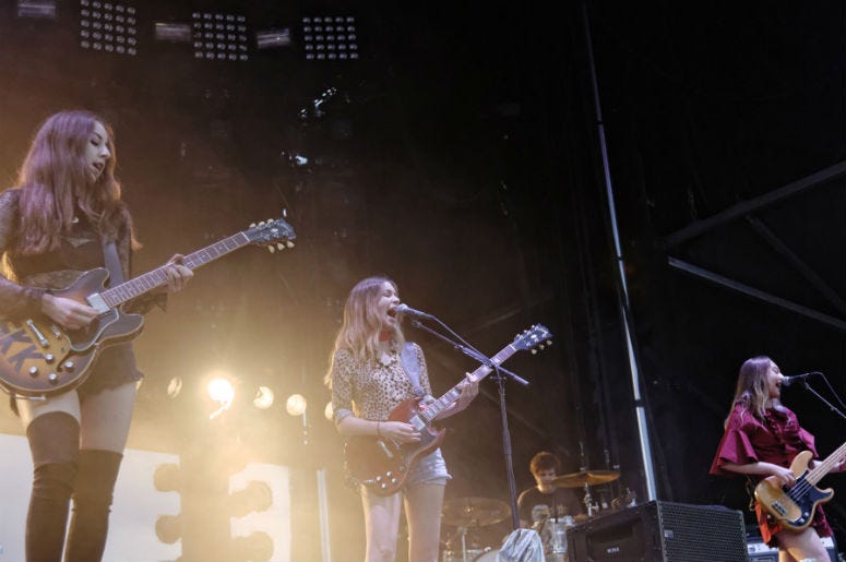 Haim performs during the 2016 Bonnaroo Music and Arts Festival at Great Stage Park. Haim performs during the 2016 Bonnaroo Music and Arts Festival at Great Stage Park.