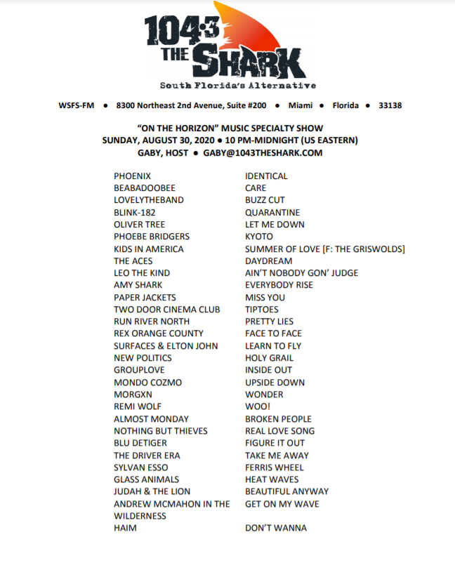 OTH playlist 8-30-20