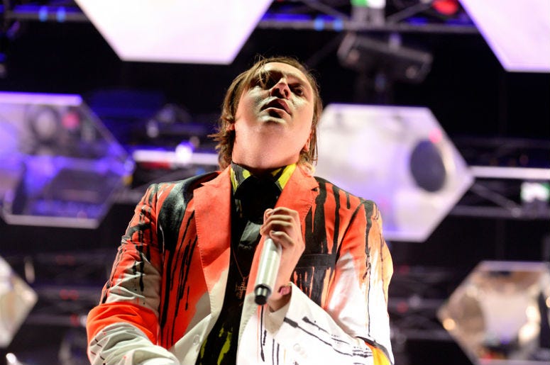 BARCELONA - MAY 29: Arcade Fire indie rock band performs at Heineken Primavera Sound 2014 BARCELONA - MAY 29: Arcade Fire indie rock band performs at Heineken Primavera Sound 2014