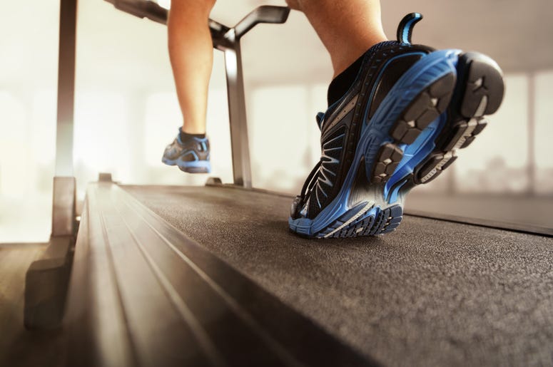 running on a treadmill running on a treadmill